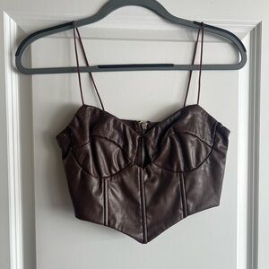 Brown Leather Women's Top
